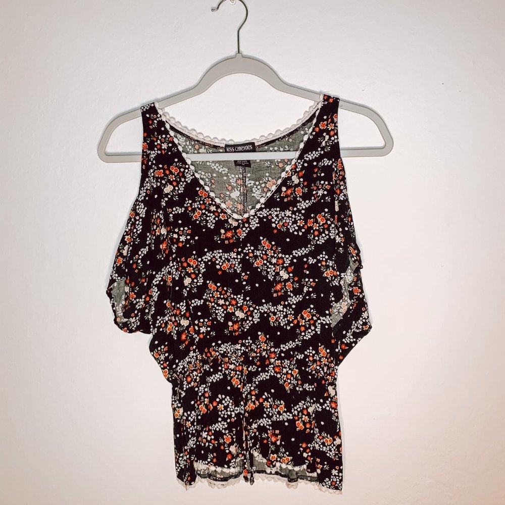 Miss Chievous Black Floral Top, Sz M